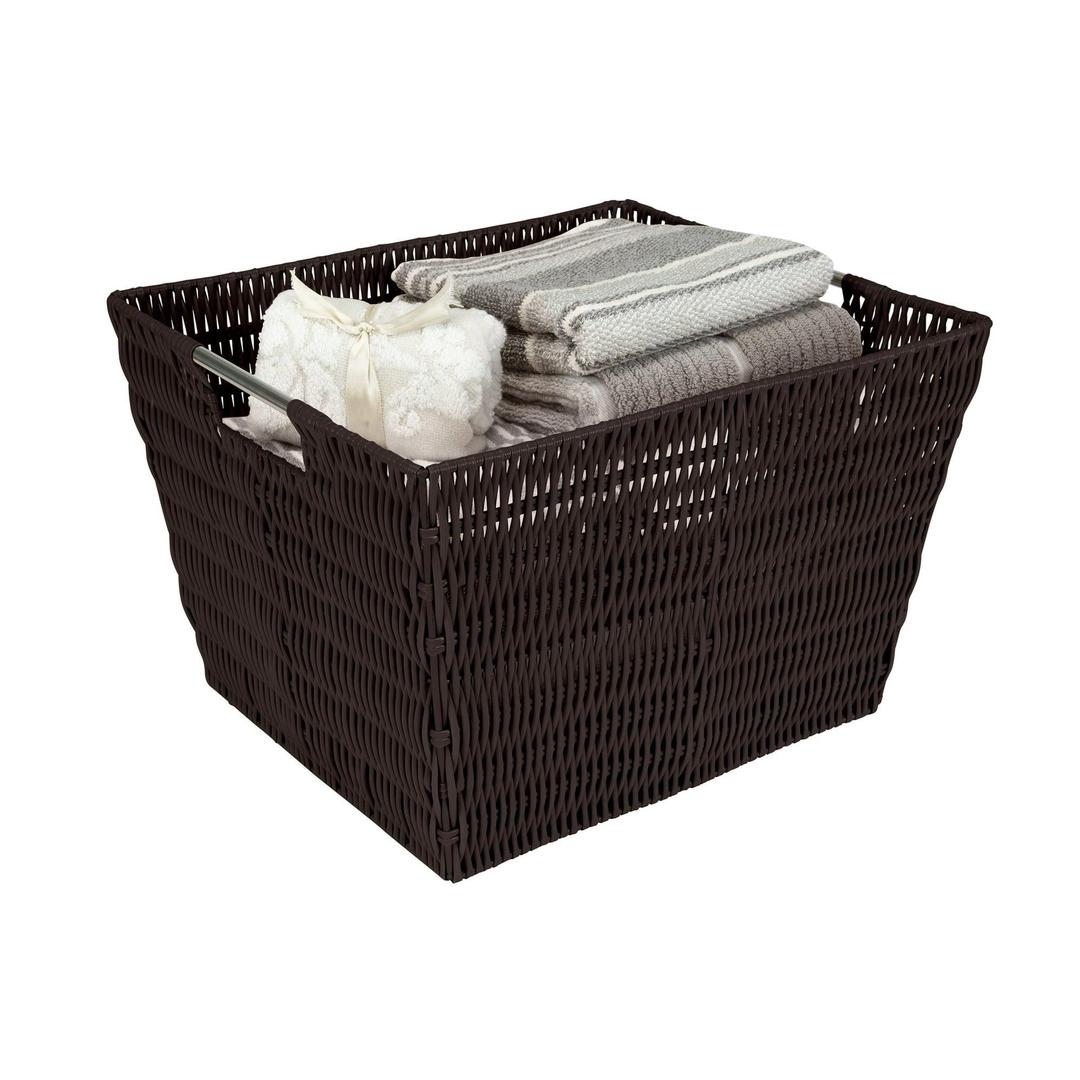 Simplify Medium Rattan Storage Tote Basket in Chocolate