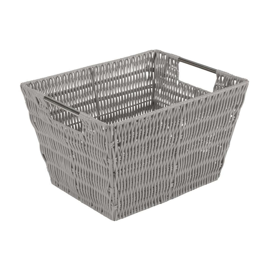 Simplify Medium Rattan Storage Tote Basket in Grey