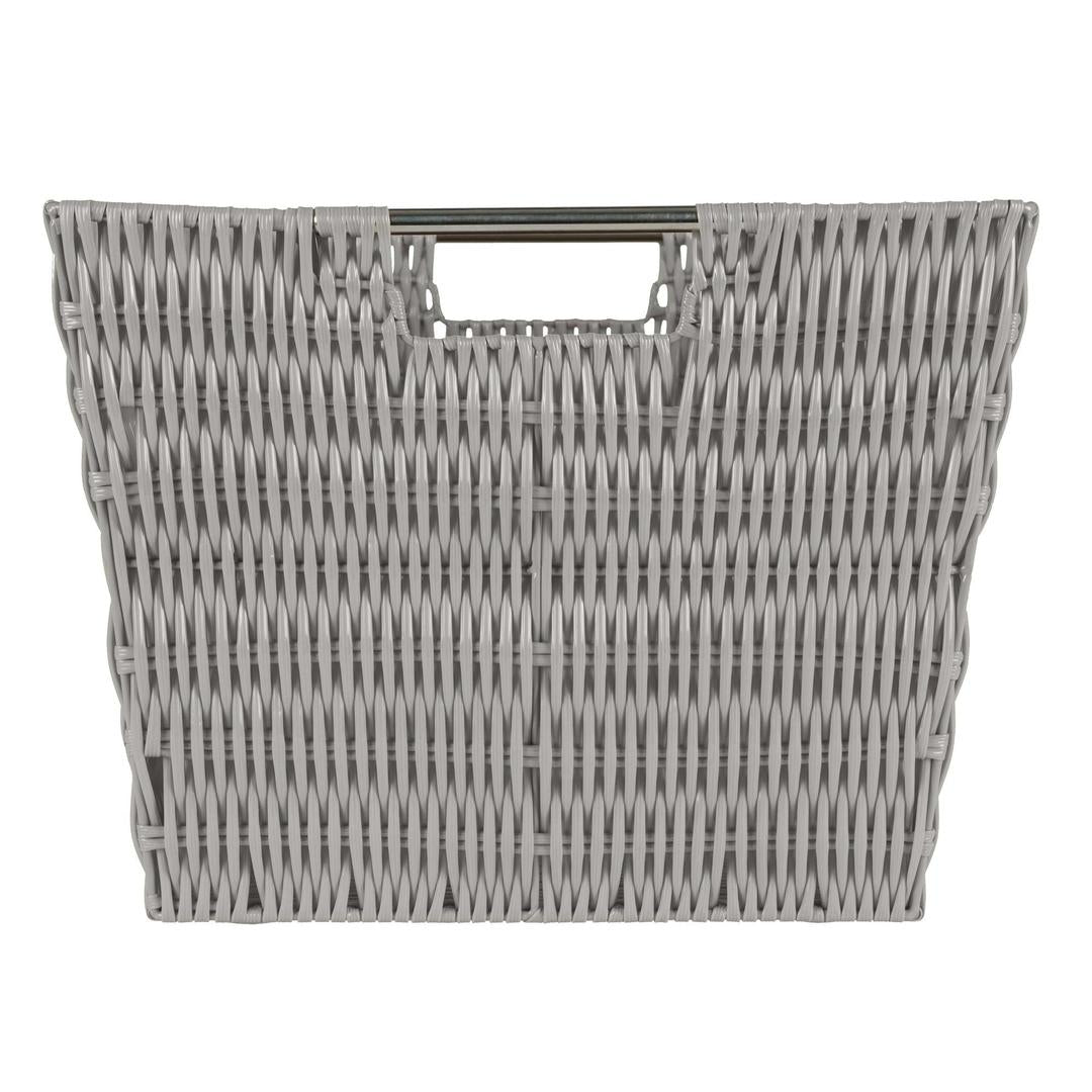 Simplify Medium Rattan Storage Tote Basket in Grey