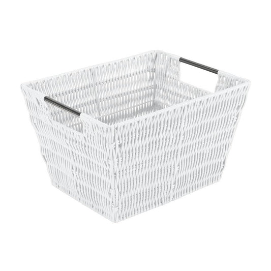 Simplify Medium Rattan Tote Storage Basket in White