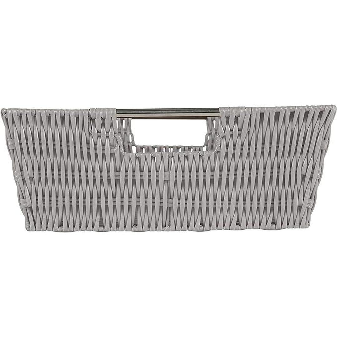 Simplify Large Shelf Storage Rattan Tote Basket in Grey