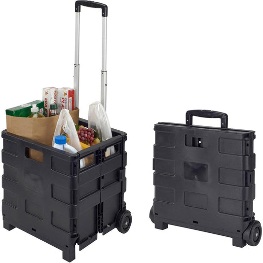 Simplify Tote Bin Collapsible Utility Cart, Plastic, Black, 15" x 13" x 14.2"