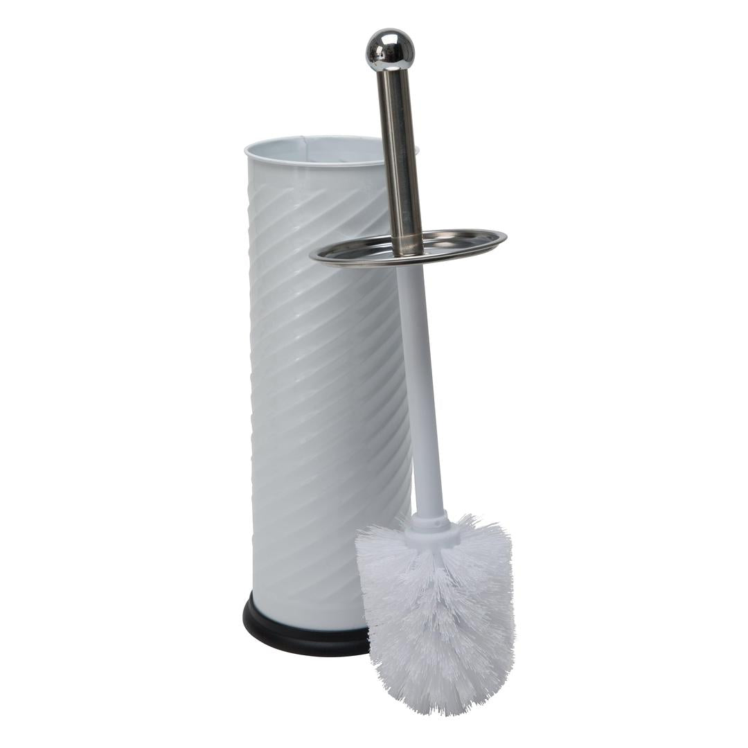 Bath Bliss Swirled Texture Toilet Brush & Holder in White