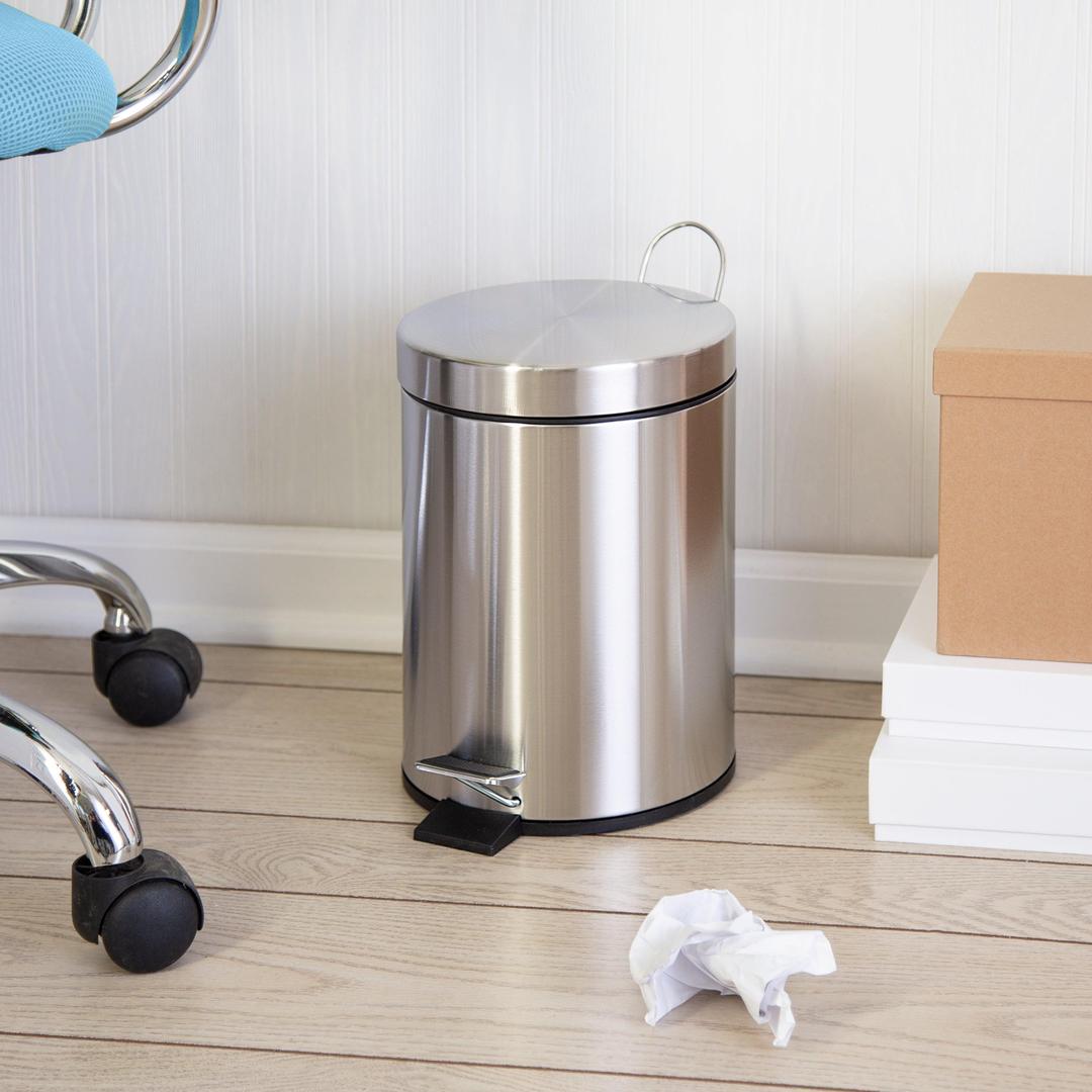 Silver 5L Stainless Steel Round Step Trash Can