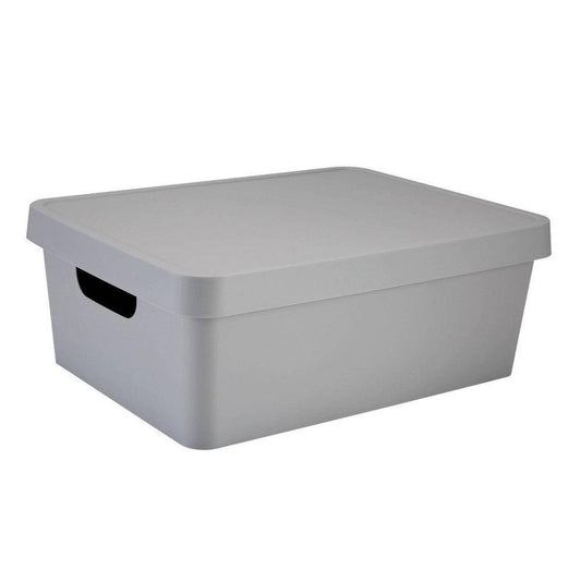 Simplify Medium Vinto Storage Box with Lid in Grey