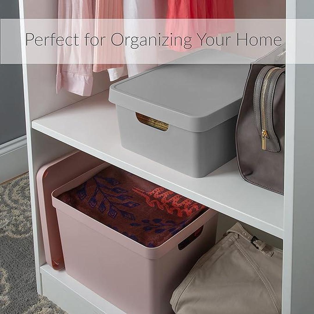 Simplify Medium Vinto Storage Box with Lid in Grey