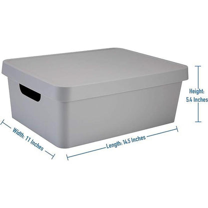 Simplify Medium Vinto Storage Box with Lid in Grey