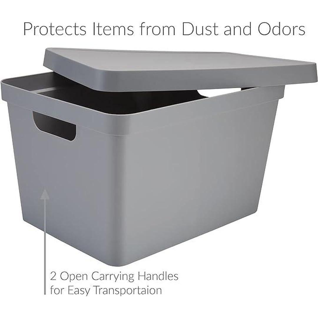 Simplify Large Vinto Storage Box with Lid in Grey