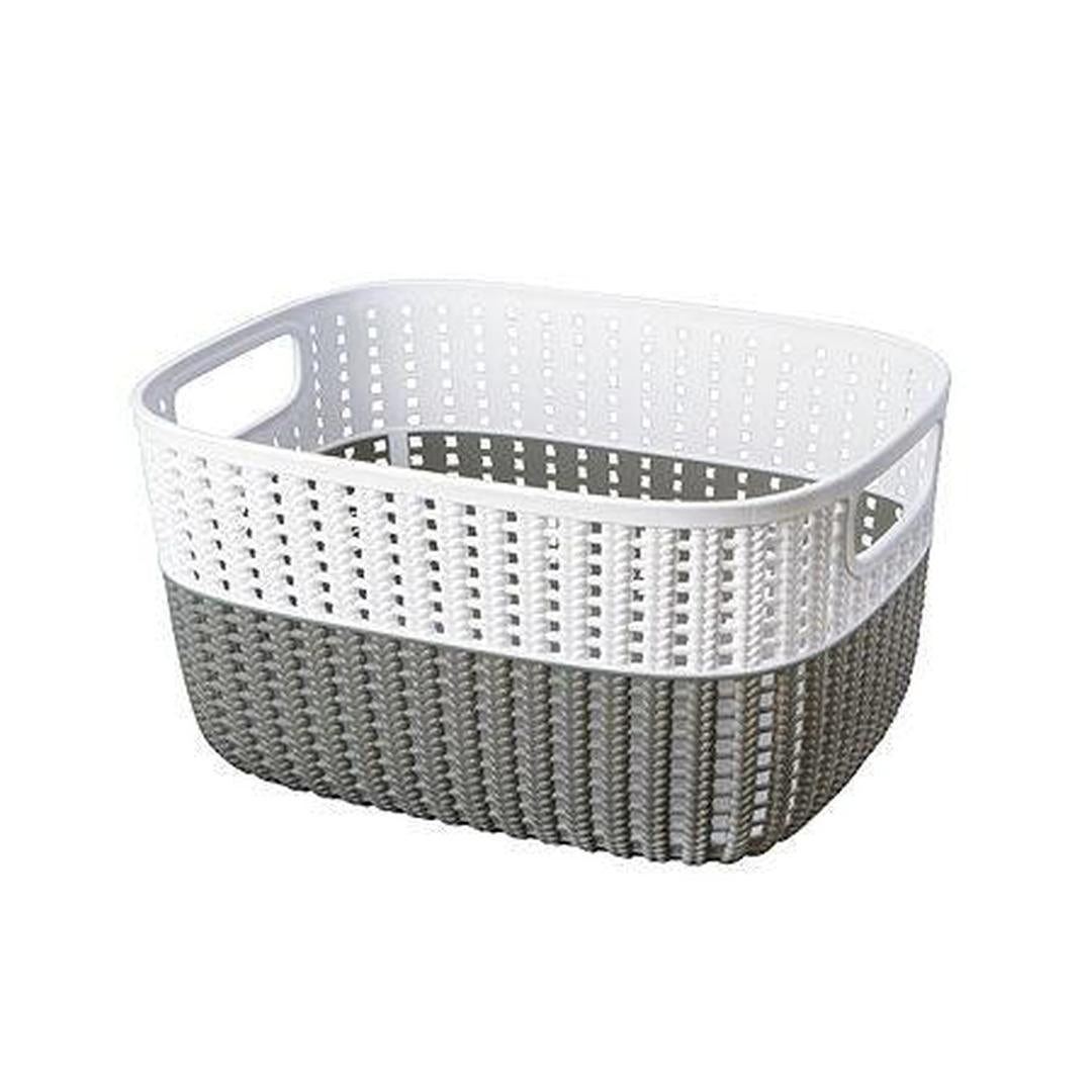 Simplify Small 2-Tone Decorative Storage Basket - Grey 