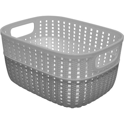 Simplify Small 2-Tone Decorative Storage Basket - Grey