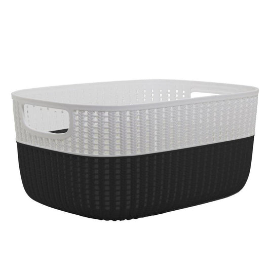 Simplify 2-Tone Decorative Medium Storage Basket in Black - 11"x 9"x 6"