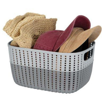 Simplify Medium 2-Tone Decorative Storage Basket - Grey