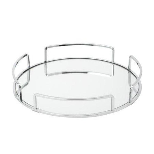 Home Details Modern Round Vanity Mirror Tray in Chrome