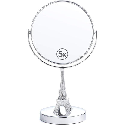 7" Double Sided Swivel Eiffel Tower Vanity Mirror - 1x-5x Magnification