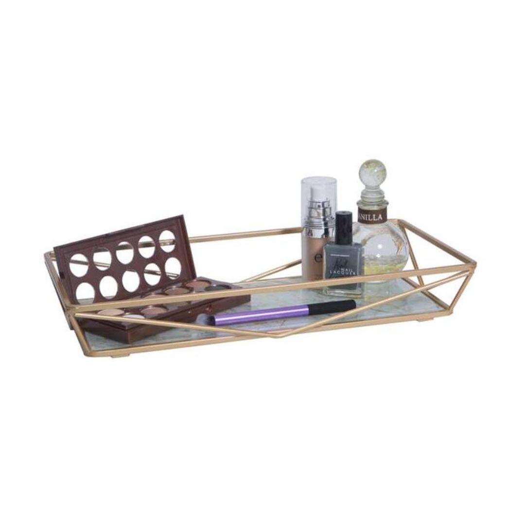 Home Details Marble Agate Design Geometric Vanity Tray in Gold