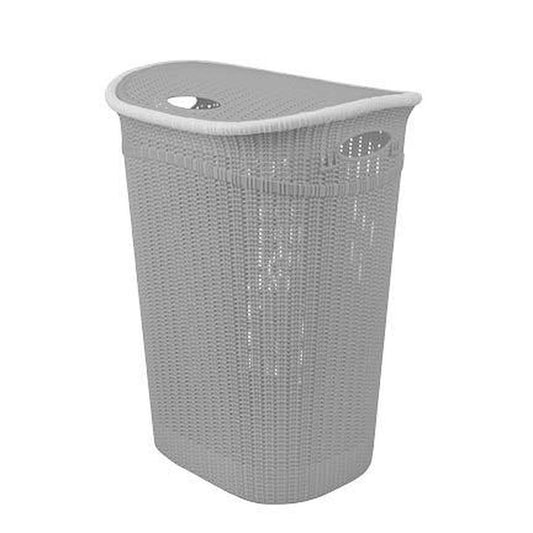 HEATHER GREY-Sailor Knot Woven Laundry Hamper - Heather Grey