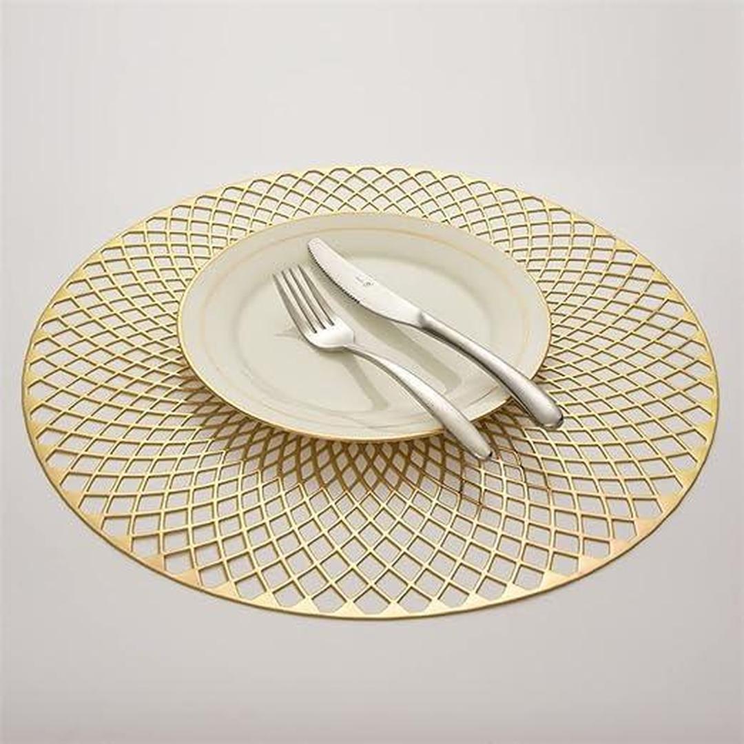 Round Mat Placemat Home Dinner Table - Gold