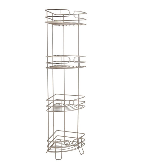 Bath Bliss Park Avenue 4 Tier Corner Spa Tower Freestanding Shelves in Satin Steel