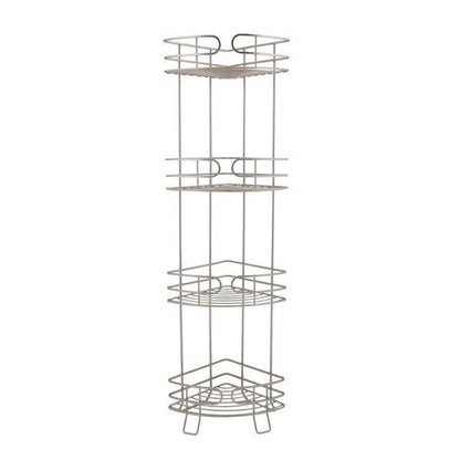 Bath Bliss Park Avenue 4 Tier Corner Spa Tower Freestanding Shelves in Satin Steel