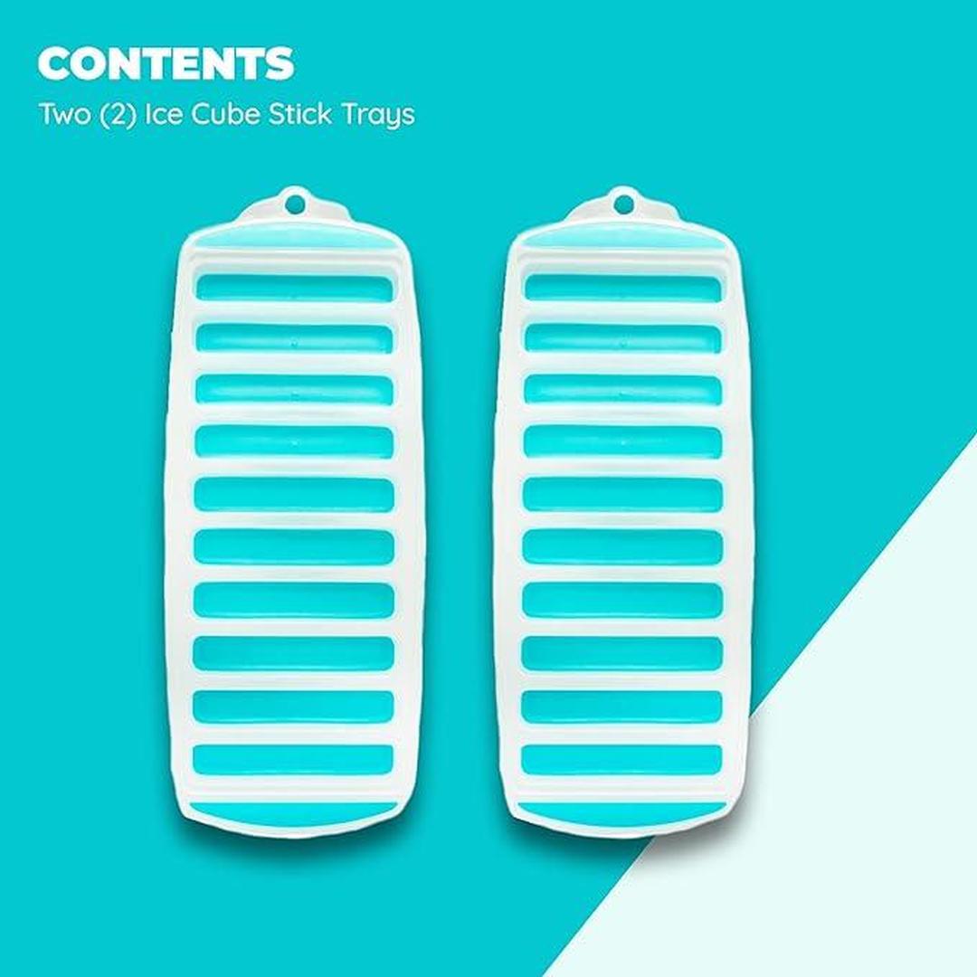 Jacent Resusable Silicone and Plastic Water Bottle Ice Cube Stick Tray, Easy Push & Pop Ice Cubes for Water Sports Bottle: 2 Pack