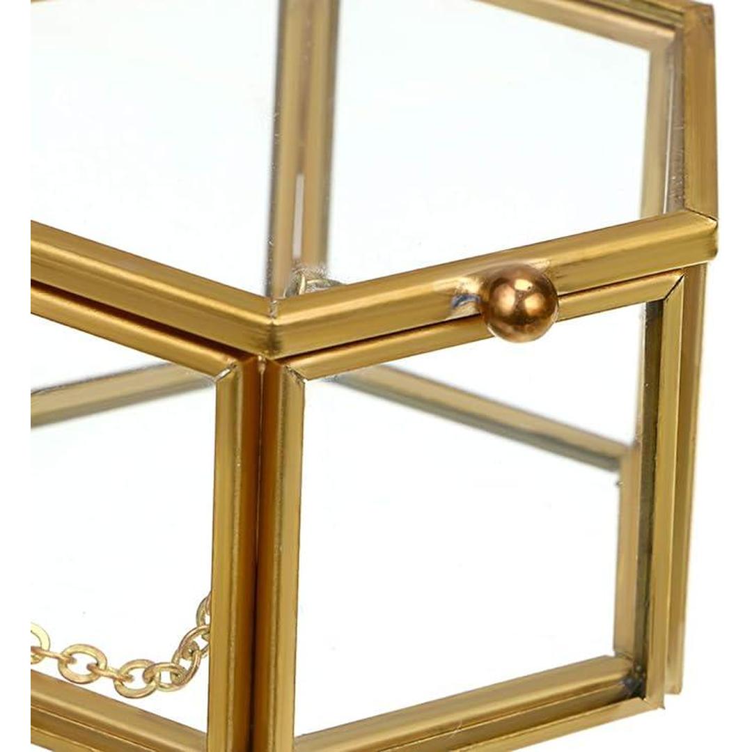 Kennedy International Jewelry Boxes and Organizers - Goldtone Opaque Hexagon Glass Keepsake Box