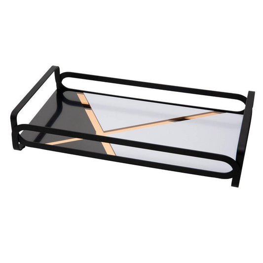 Home Details Block Vanity Tray Metal/Mirror in Black, Size 2.56 H X 6.65 W in | Wayfair 27178-MATTEBLK