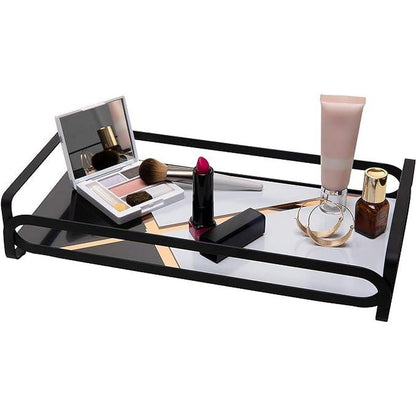 Home Details Block Vanity Tray Metal/Mirror in Black, Size 2.56 H X 6.65 W in | Wayfair 27178-MATTEBLK