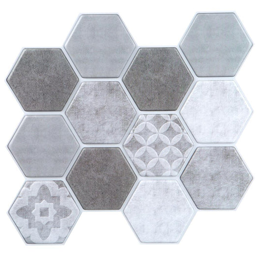 Simplify Peel & Stick Epoxide Wall Tile 4 Pack in Printed Grey