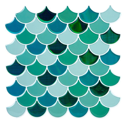 Simplify Peel & Stick Wall Tile 4 Pack in Scallop Greens Epoxy