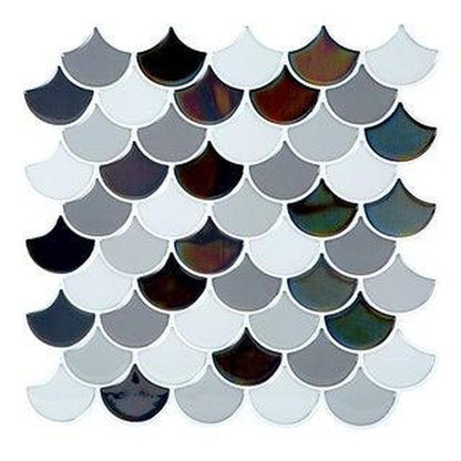 Simplify Peel & Stick Wall Tile 4 Pack in Scallop Greys 10.24"