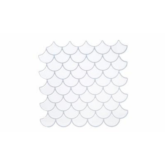 Simplify Peel & Stick Wall Tile 4 Pack in Scallop White Epoxi