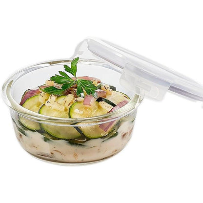 Round Glass Food Storage Box w/Cover Vent 950ml