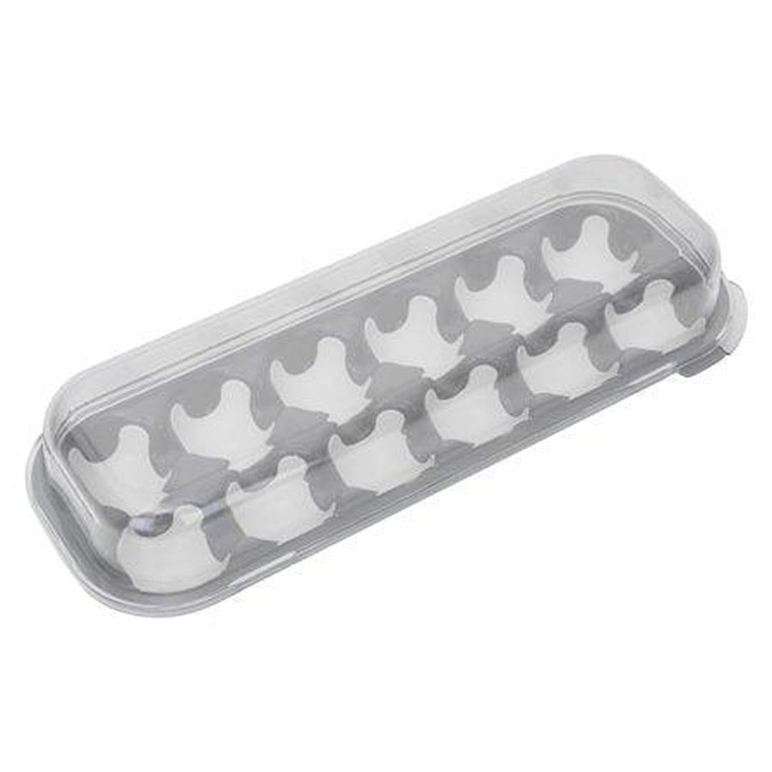 Kitchen Details 12 Egg Holder with Lid | Dimensions: 13"x 4.72"x 2.56" | Holds 12 Large Eggs | Stackable | Click Tight Clear Lid | | Kitchen Organization | White