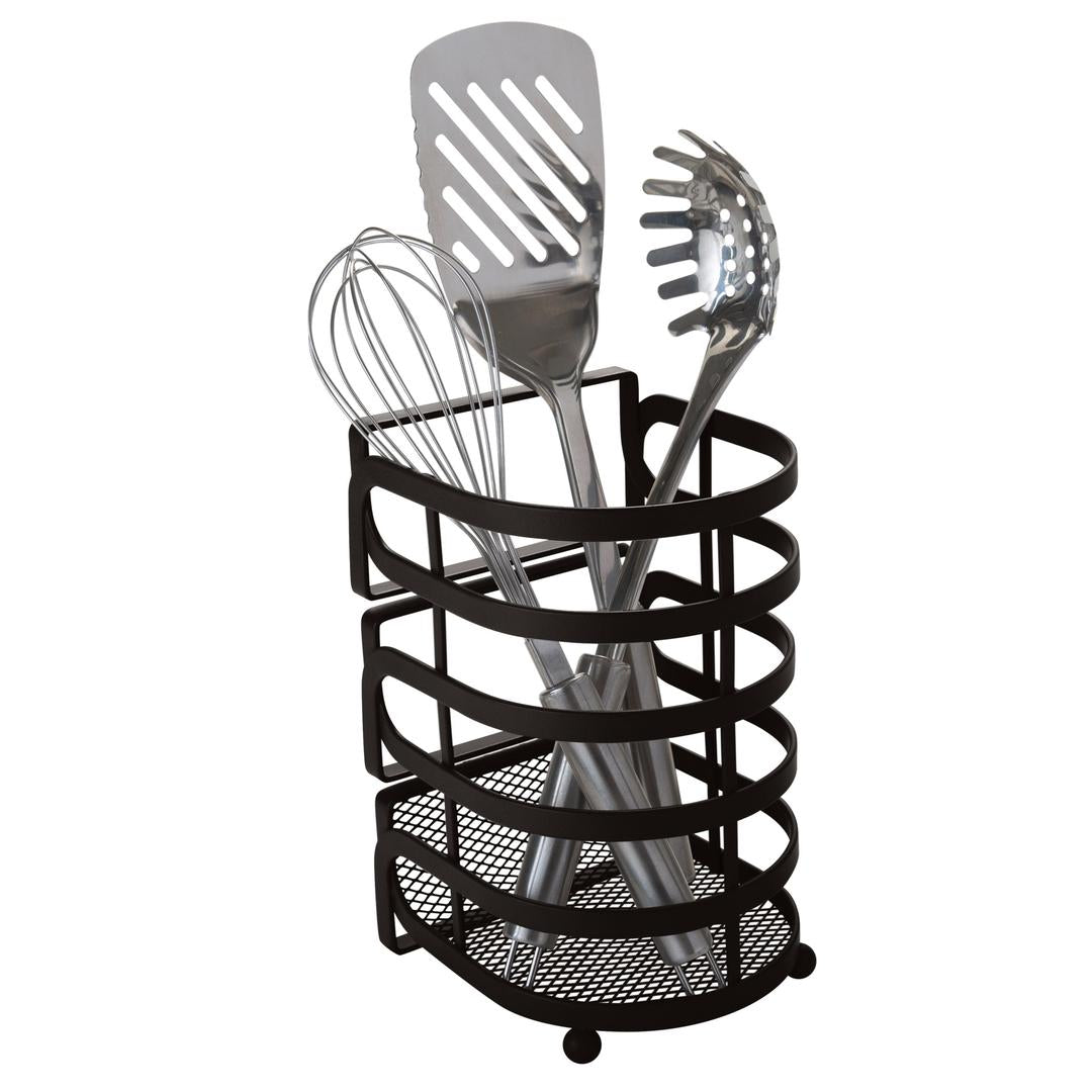 Kitchen Details Industrial Collection Cooking Utensil Basket in Matte Black