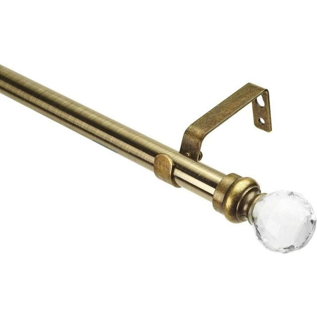 Home Details Crystal Ball Expandable Curtain Rod 24"- 48", Antique Brass