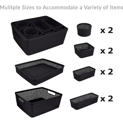 Simplify 10 Piece Organizing Set | Multiple Size Bins | Storage Baskets | Black