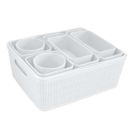 Simplify 10 Piece Organizing Set | Multiple Size Bins | Storage Baskets | White