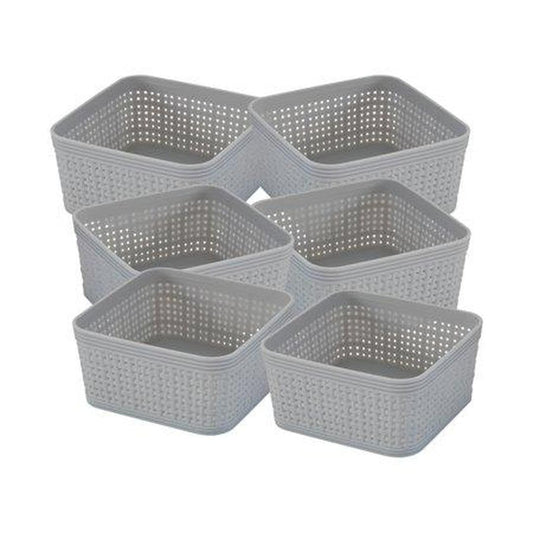 Simplify 6 Pack Plastic Organizing Storage Basket Set, Grey