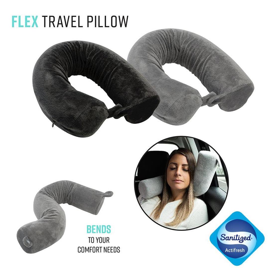 SANITIZED FLEX MEMORY FOAM TRAVEL PILLOW-AST