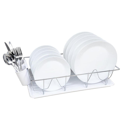 Kitchen Details Chrome 3 Piece Set Dish Rack in White