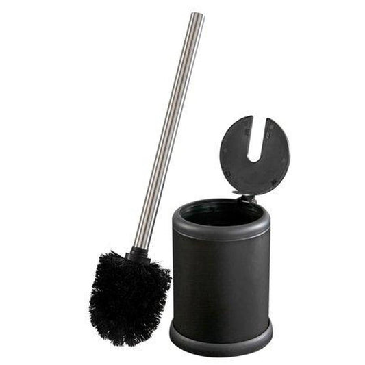 Bath Bliss Matte Black Toilet Brush with Self-Closing Lid and 360° Brush Head - Compact and Stylish