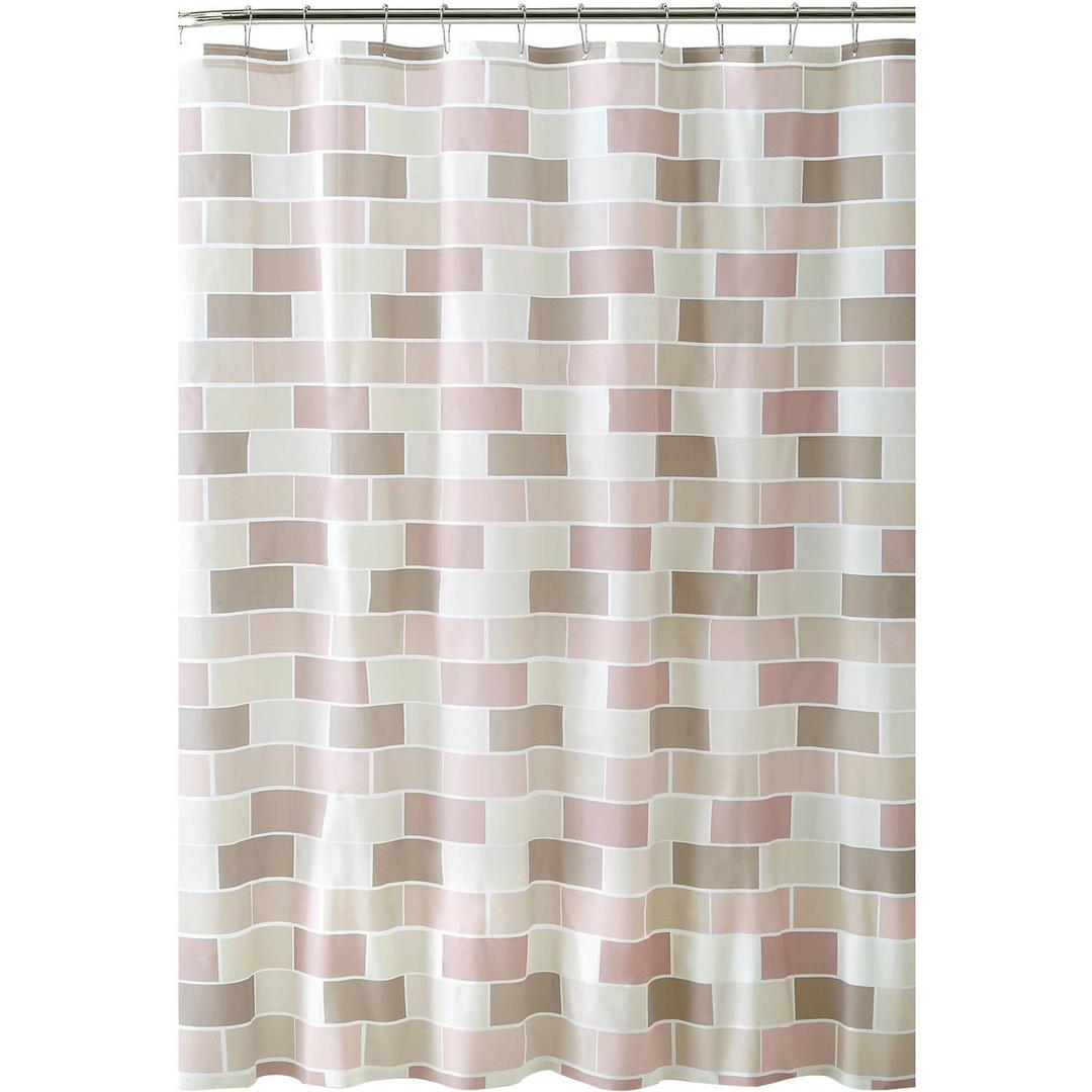 Bath Bliss Beige Tile PEVA Shower Curtain, 0.16" x 70"