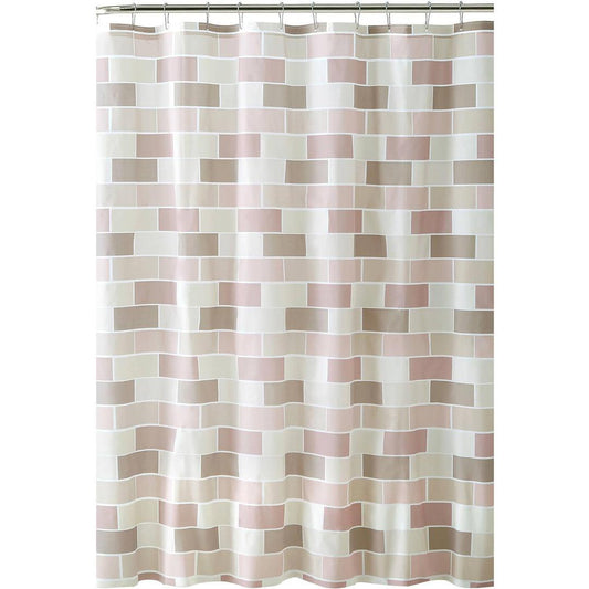 Bath Bliss Beige Tile PEVA Shower Curtain, 0.16" x 70"