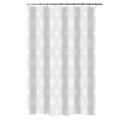 Bath Bliss White/Blue Moroccan Design PE and EVA Shower Curtain, 70" x 72"