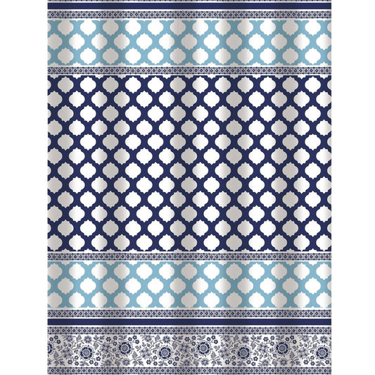 Bath Bliss Blue/White Lattice Design PE and EVA Shower Curtain, 70" x 72"