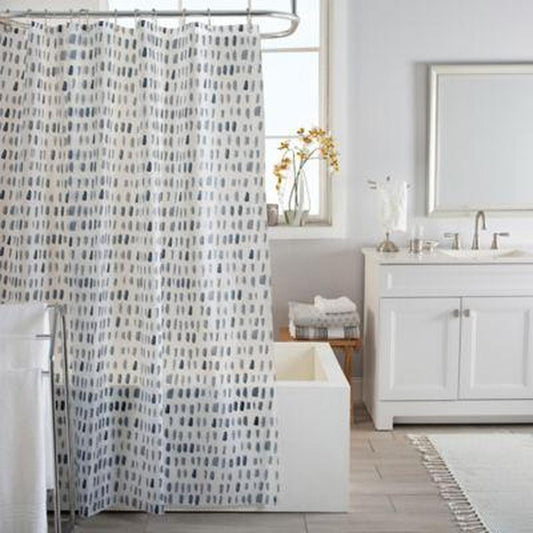 Bath Bliss 70" x 72" Speck Pattern Design PEVA Shower Curtain in Blue