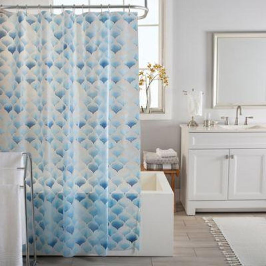 Bath Bliss 70" x 72" Scale Design PEVA Shower Curtain in Blue