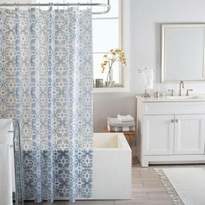 Bath Bliss Lisbon Design PEVA Shower Curtain in Blue