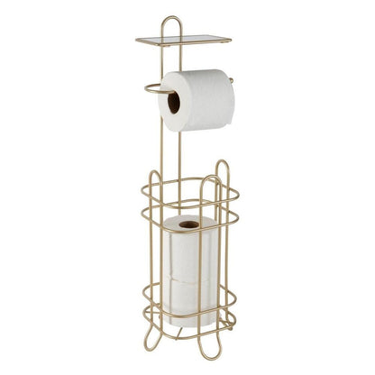 ELLE Home Limoges Collection Satin Gold Toilet Paper Dispenser with Phone Shelf