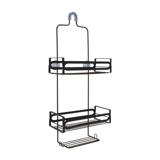 ELLE Home Noir 3 Shelf Steel Shower Caddy, Black